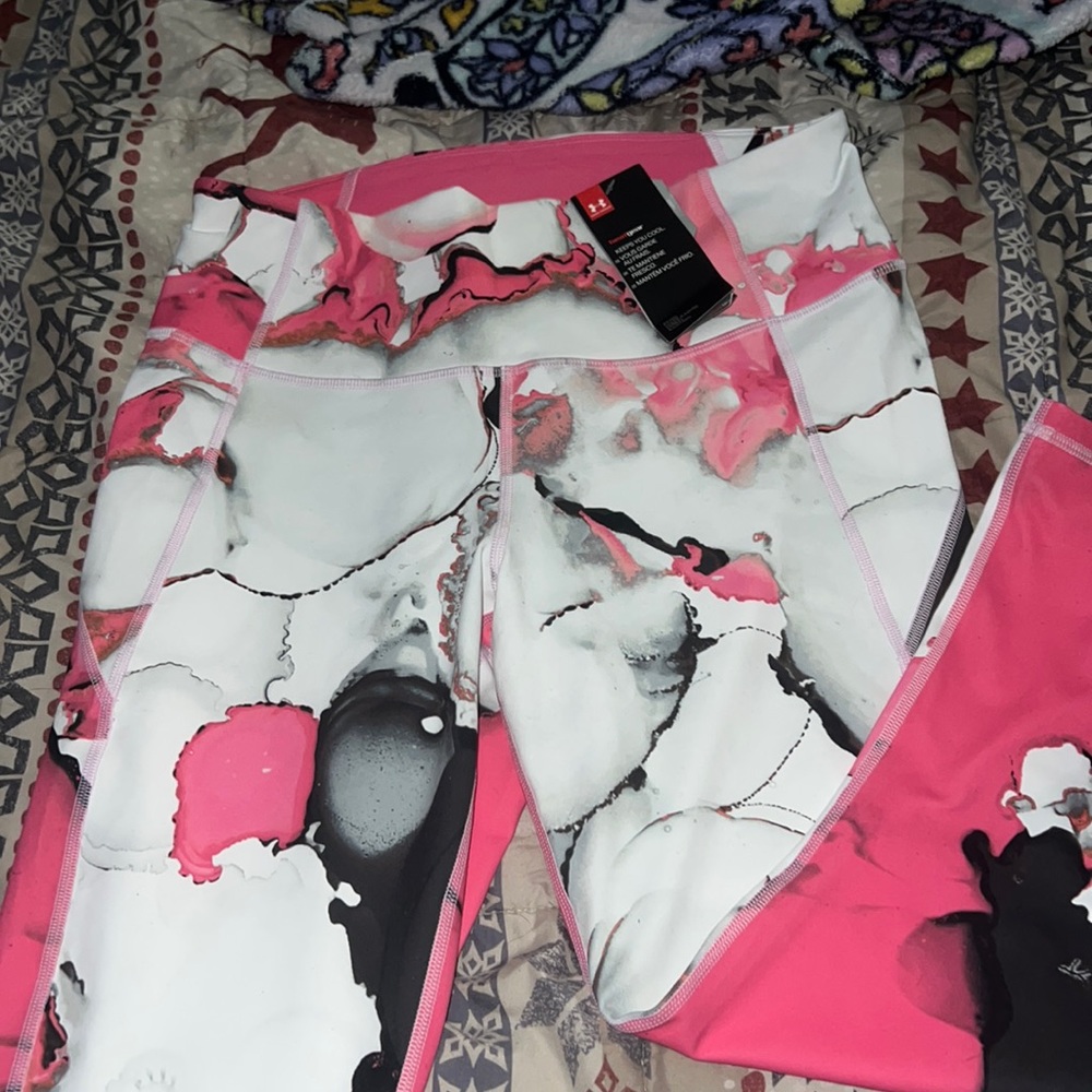 Brand New Pink and White Camo Under Armour Leggings.